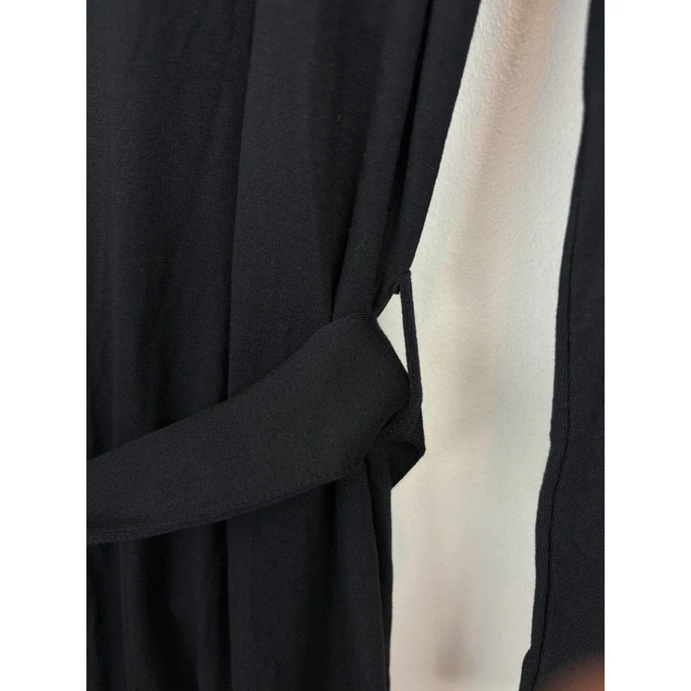 Majestic Filatures 3 Medium Midi T Shirt Dress Black Belted Soft Capsule Minimal